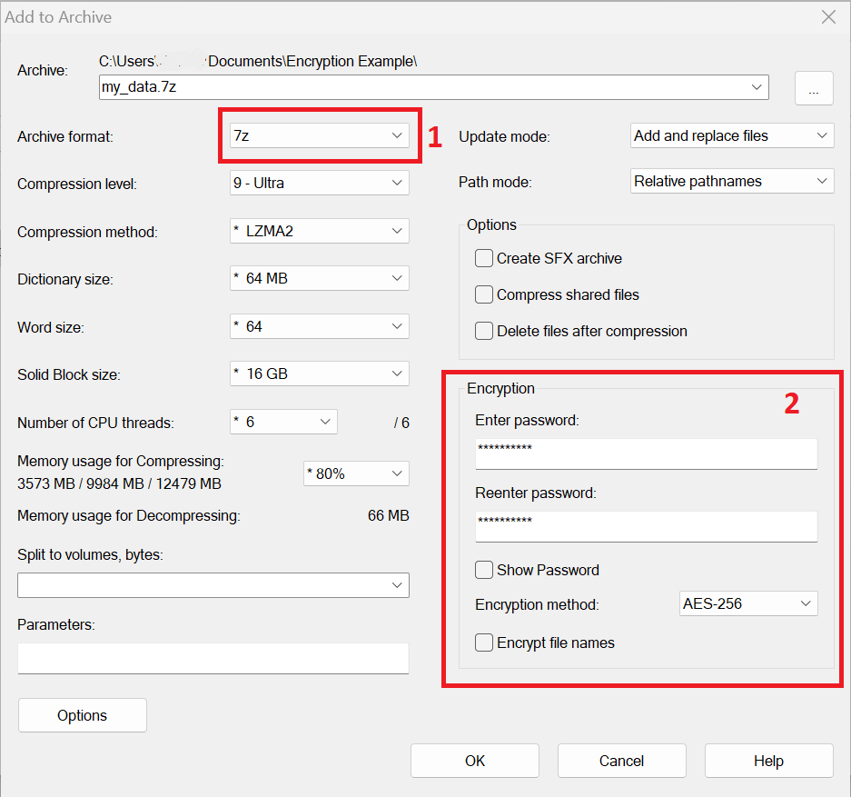 Geo data support for researchers File Encryption with 7Zip